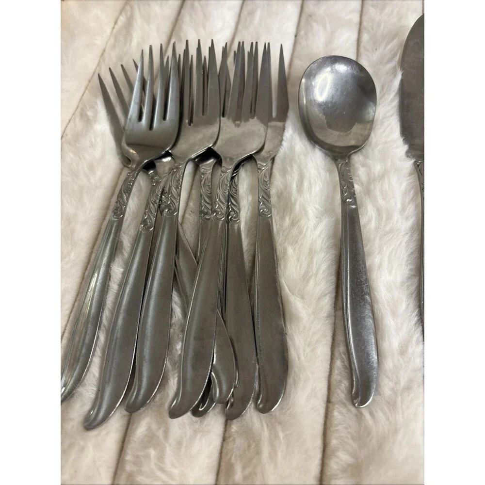 27 Pc Lot Vintage Acsons Stainless Japan Dignity Flatware Set Spreader Forks Et